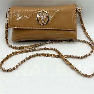 Elegant Tan Valentino Orlandi Small Chain Crossbody Strap Bag